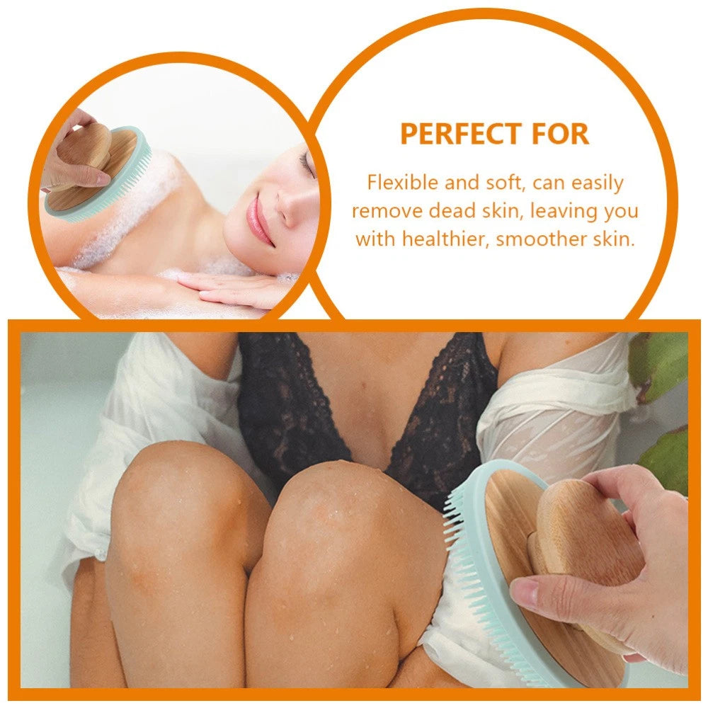 2pcs Silicone Bathing Long Teeth Body Cleaning Brush Mild Body Scrubber Brush