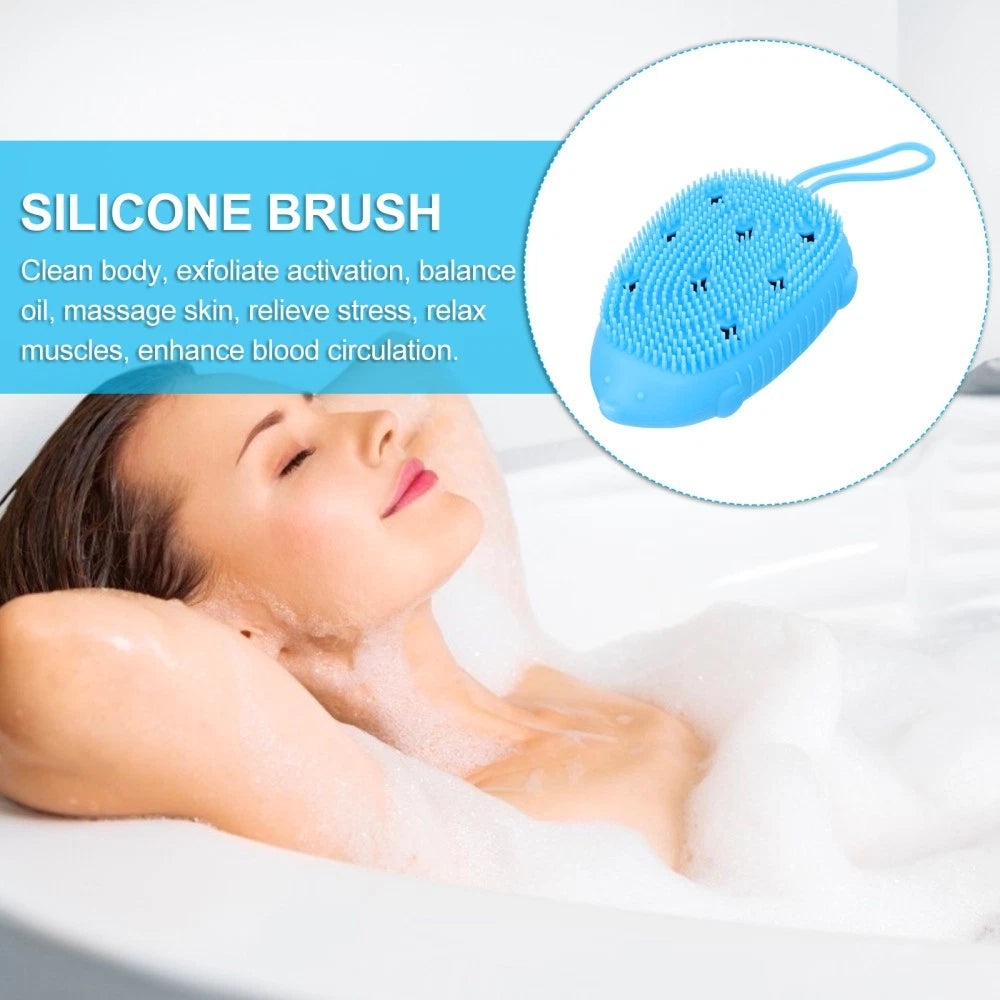 1Pc Silicone Bathing Brush Household Shower Brush Useful Body Bathing Scrubber