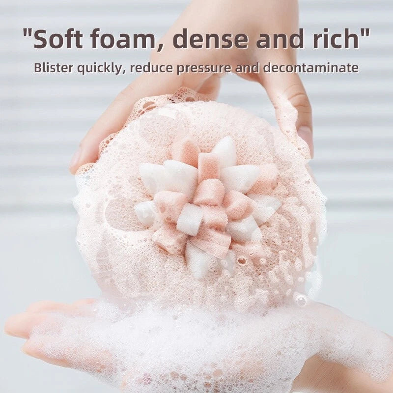 with Suction Cup Shower Bath Ball Sponge Bubble Brush  Household
