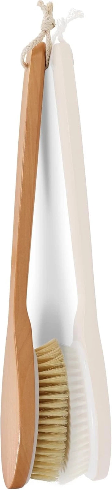 Bath Brushes with Soft and Natural Bristles Antiskid Wooden Long Handle Shower B