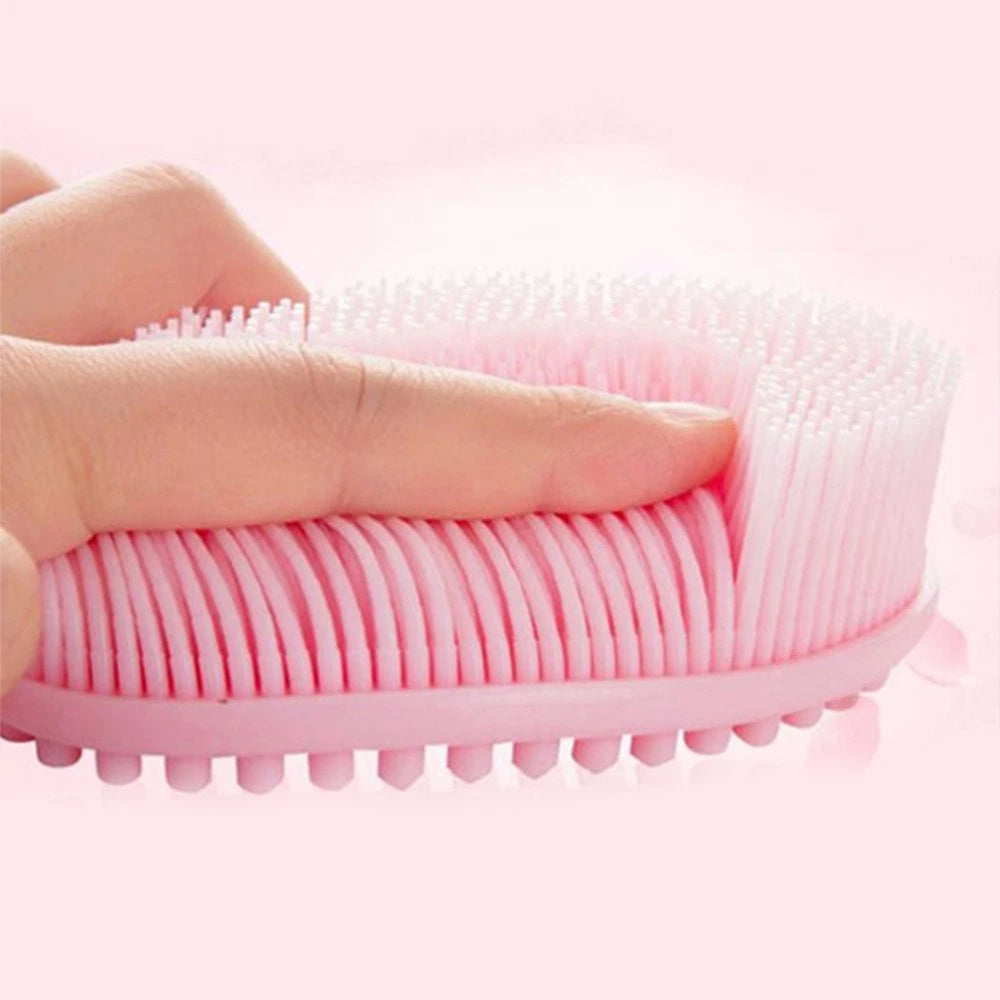 2 Pcs Massage Shampoo Brush Elder Silicone Bathing Shower Scrubber