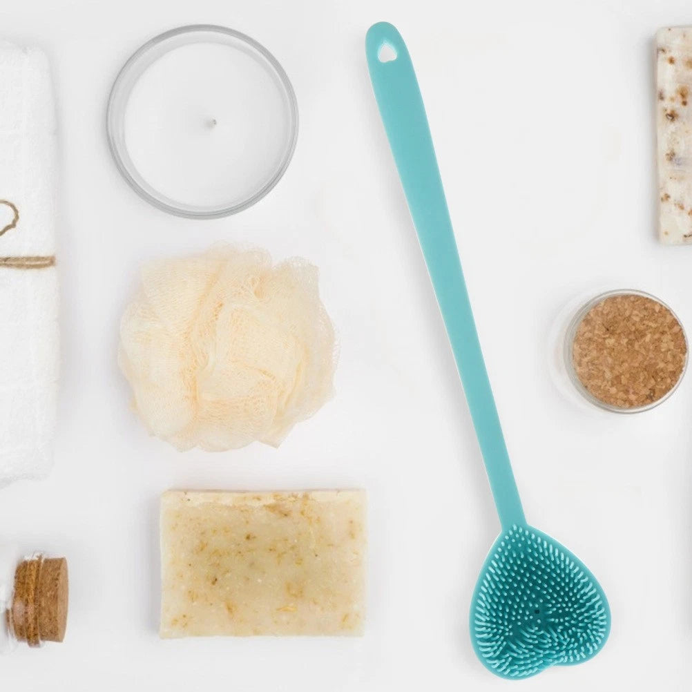 Heart-shaped Bath Brush Man Silicone Shower Scrubber Long Handle Bathing