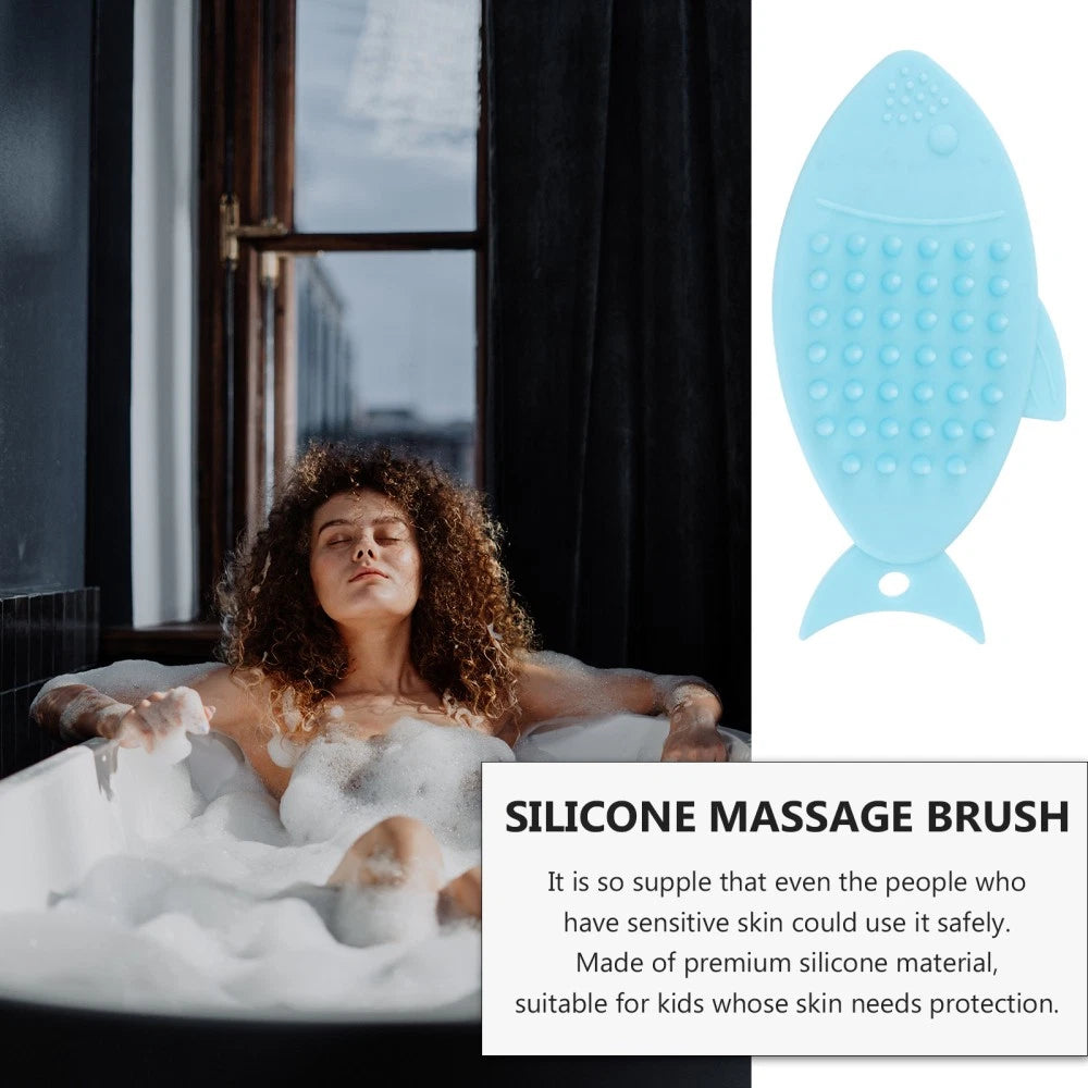 3 Pieces Fish-shaped Bath Brush Child Baby Silicone Cleaning Body