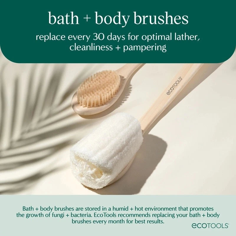 Bath Bristle Brush Long Handle Exfoliating Body Brush Vegan Cruelty-Free New