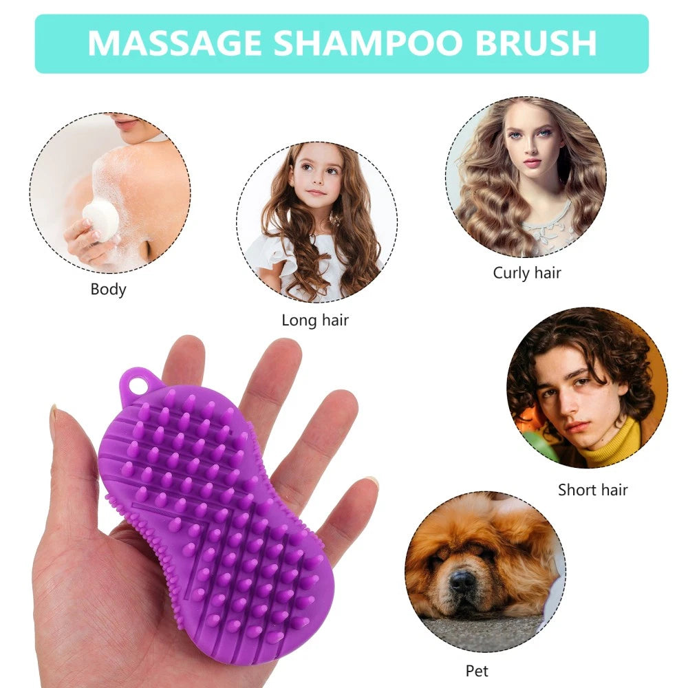 2 Pcs Silicone Bath Brush Scrubber for Body Baby Hair-washing Adults