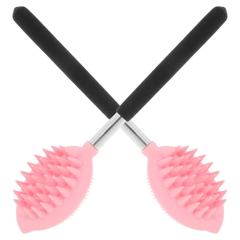 2 Pcs Long Handle Silicone Back Scrubber Body Bathing Brush Massage Shower Brush