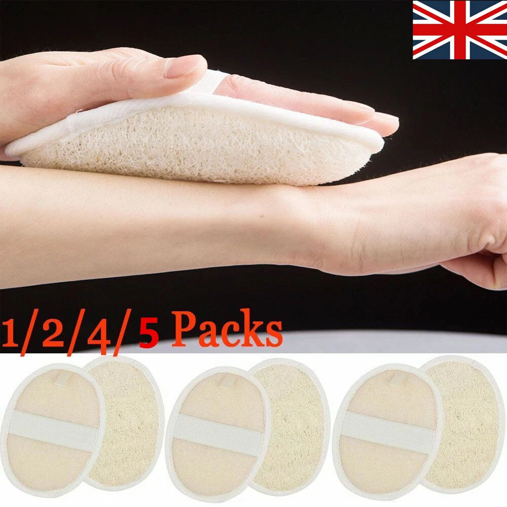 1/2/5X Biodegradable Shower Brushes Natural Loofah Exfoliating Sponge for Bath/