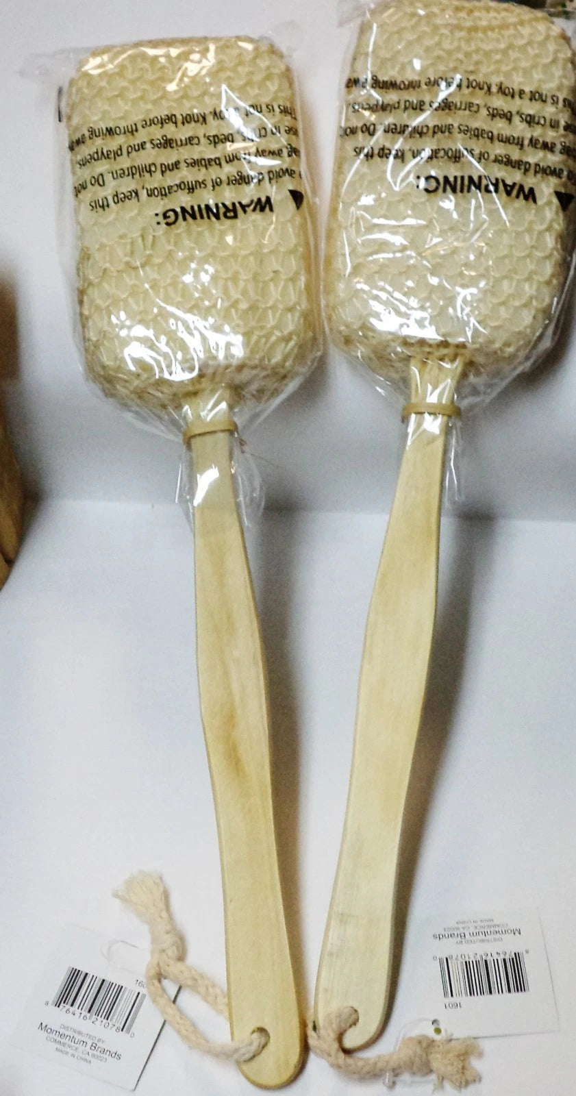 2 SISAL Bath Brush Easy Use Back & Body Scrubber With 16" Wood Handle Sealed