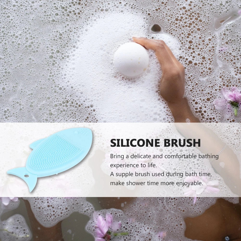 Fish-shaped Bath Brush Child Baby Cleansing Shower Scrubber for Body Silicone