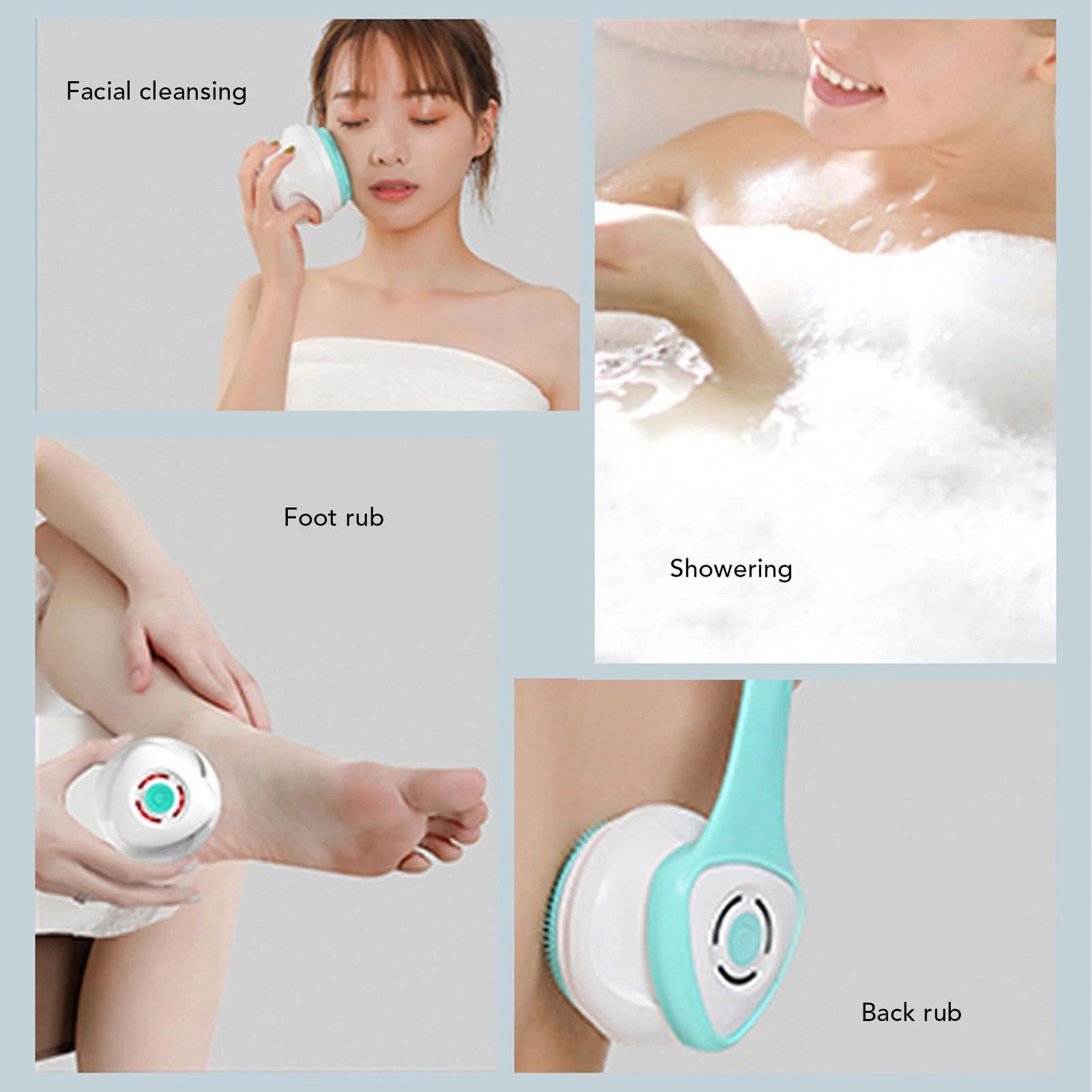 Electric Body Brush Multifunctional Long Handle Shower Brush Water Resistant