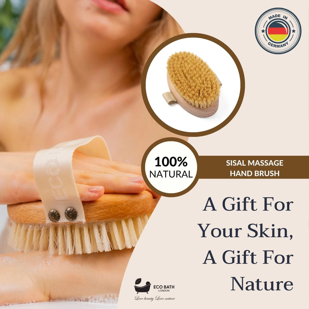 Eco Bath London Natural Sisal Massage Hand Brush - Dry Brushing Hand Brush for E