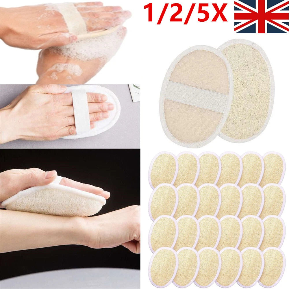 1/2/5X Biodegradable Shower Brushes Natural Loofah Exfoliating Sponge for Bath/