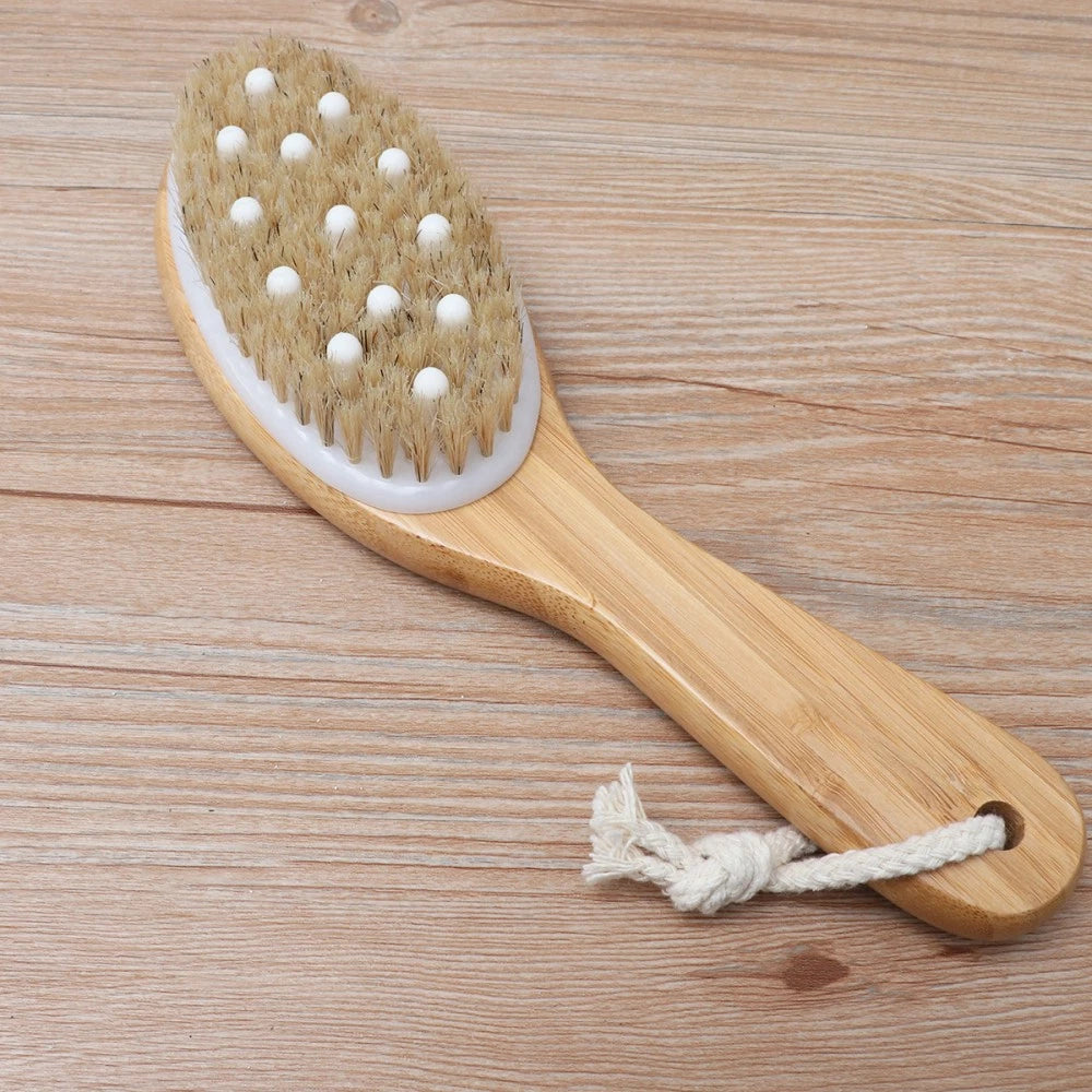 Soft Bead Massage Brush Long Handled Bath Scrubbing Shower Tool Scrubber