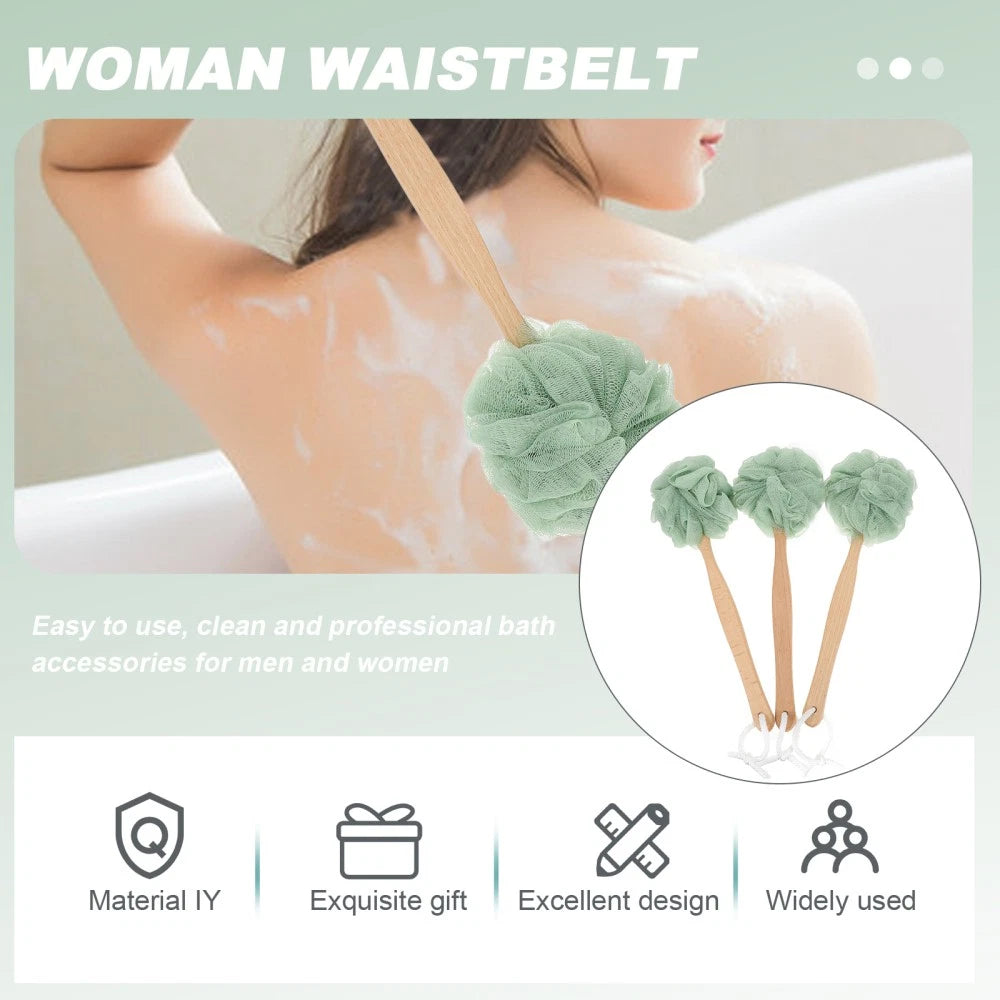 3 Pcs Bath Ball Towel Back Shower Scrubber Body Cleaning Brush Home Use