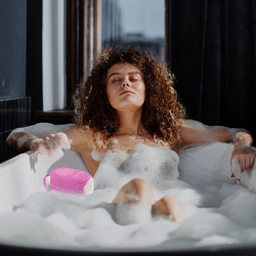 Automatically Soak Bath Scrub Silicone Bath Brush Without Soap Purple bath brush