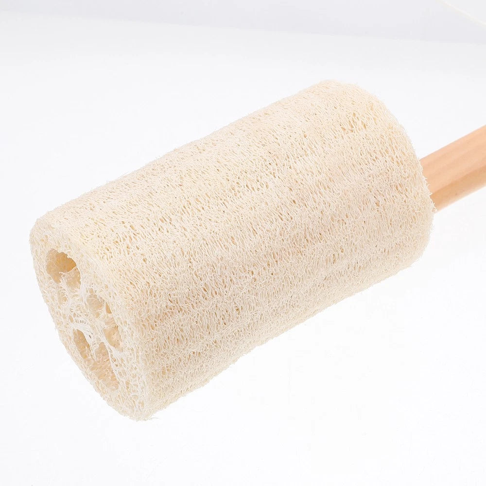 Natural Loofah Bath Scrubber Brush with Long Handle for Easy Cleaning