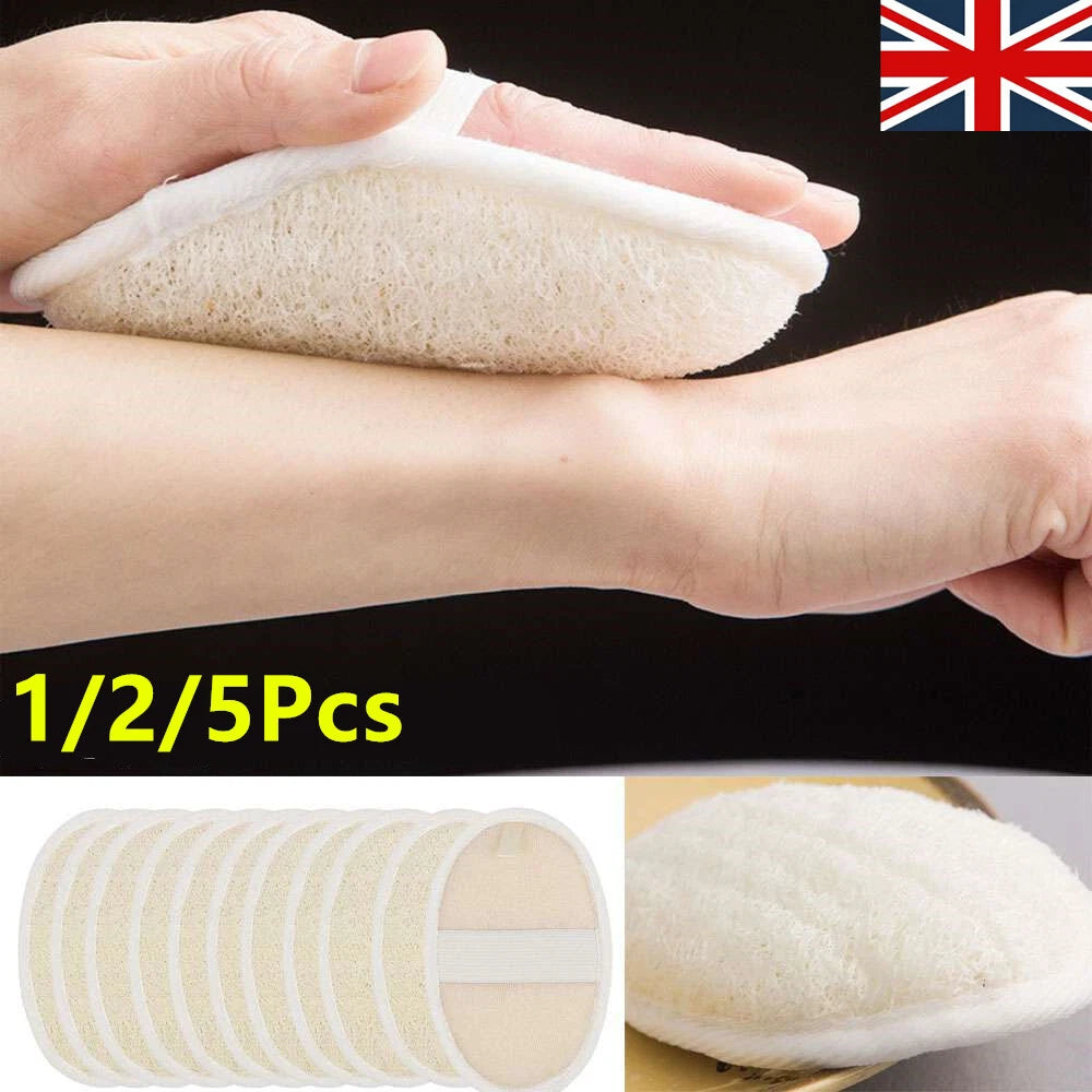1/2/5X Biodegradable Shower Brushes Natural Loofah Exfoliating Sponge for Bath/