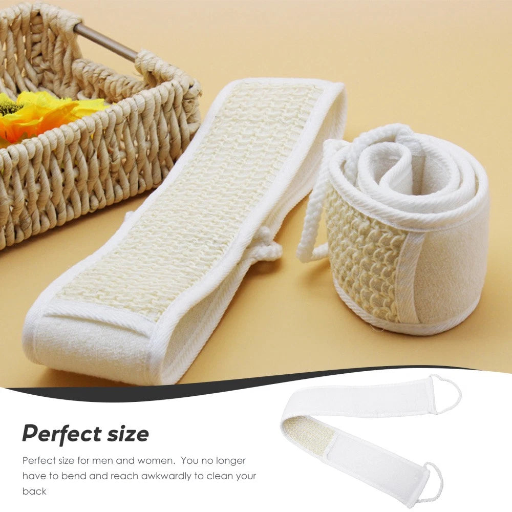 2Pcs Exfoliating Bath Scrubber Shower Back Strap Spa Long Skin Cleaning Brush