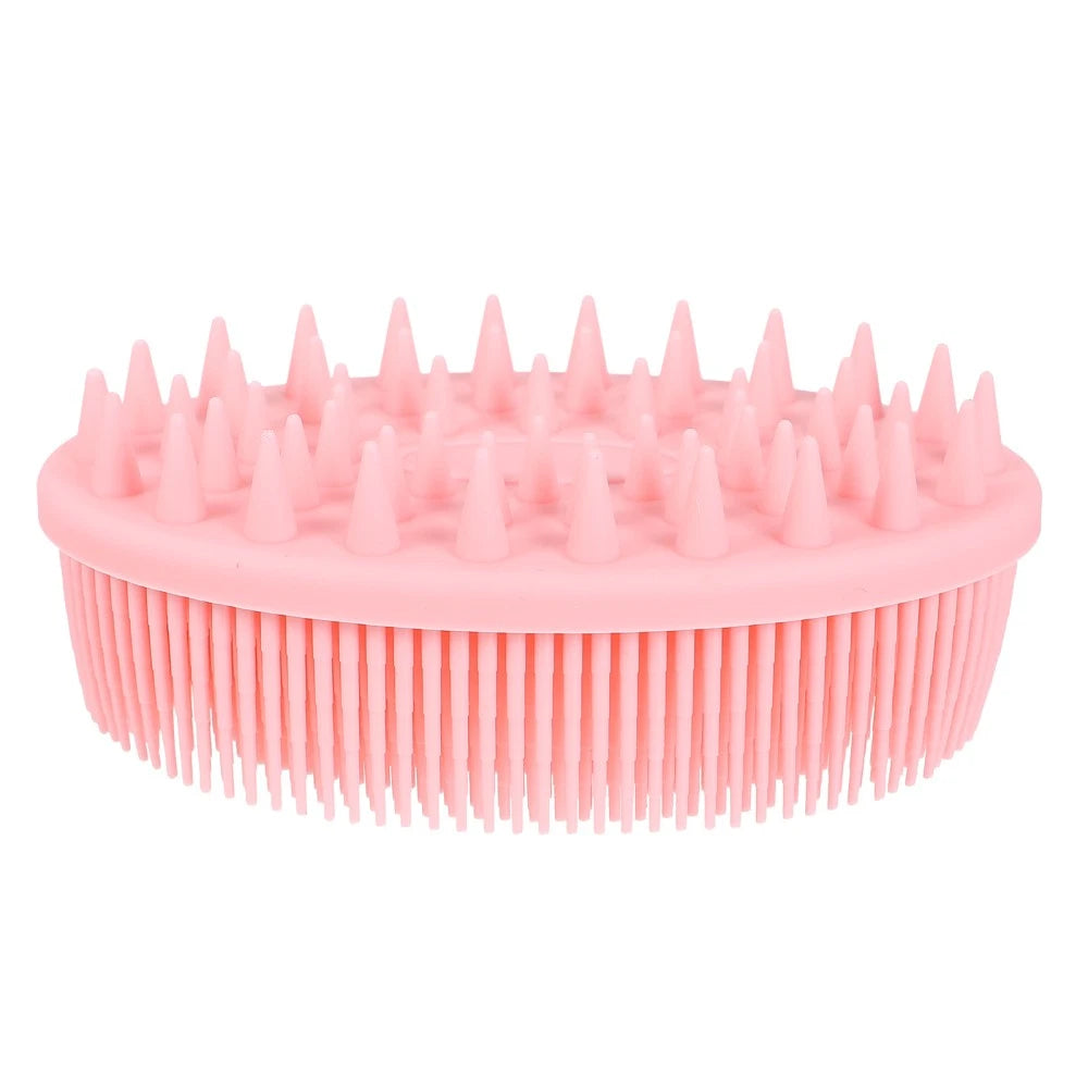 Double-sided Shower Brush Silicone Body Scrubber Bath Massage Brush (Pink)