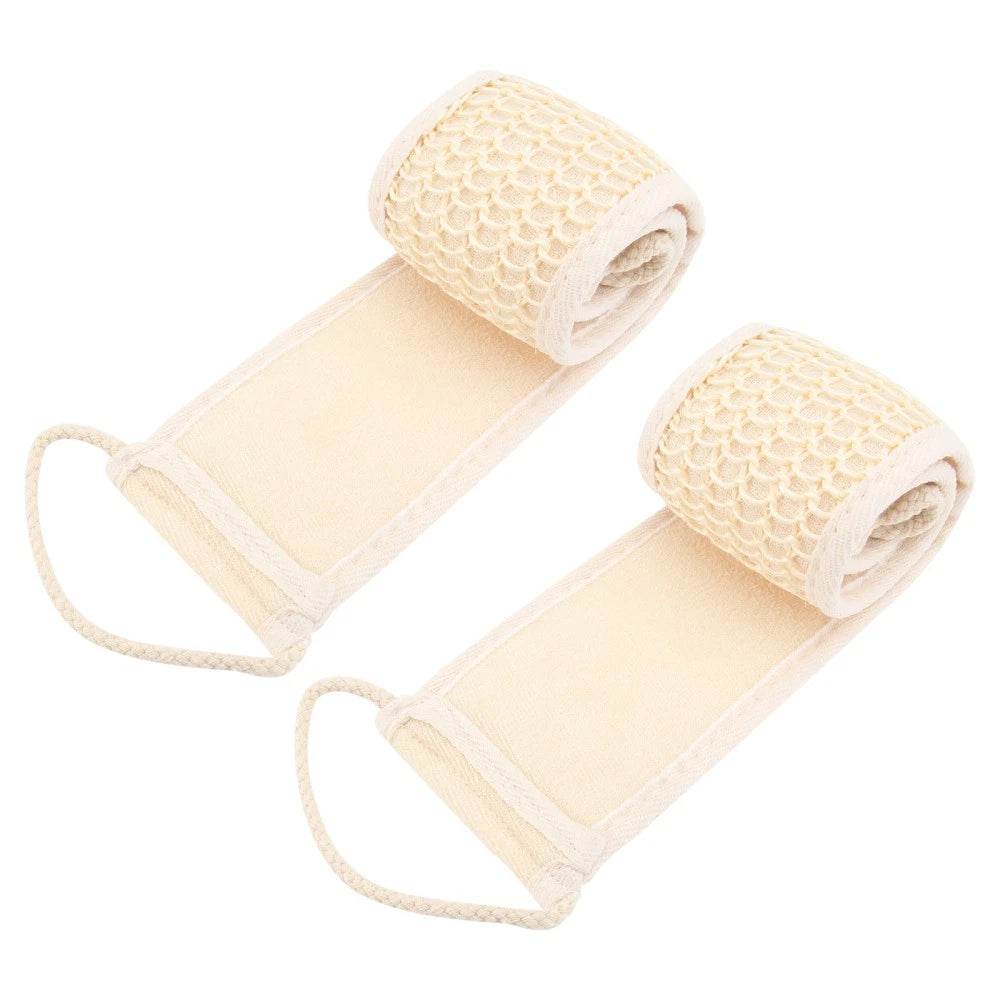 2Pcs Exfoliating Bath Scrubber Shower Back Strap Spa Long Skin Cleaning Brush