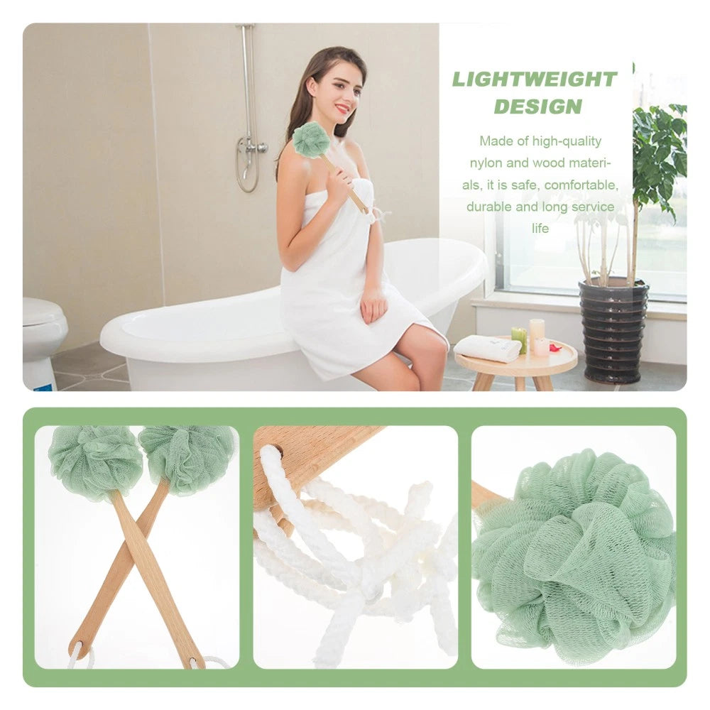 3 Pcs Bath Ball Towel Back Shower Scrubber Body Cleaning Brush Home Use
