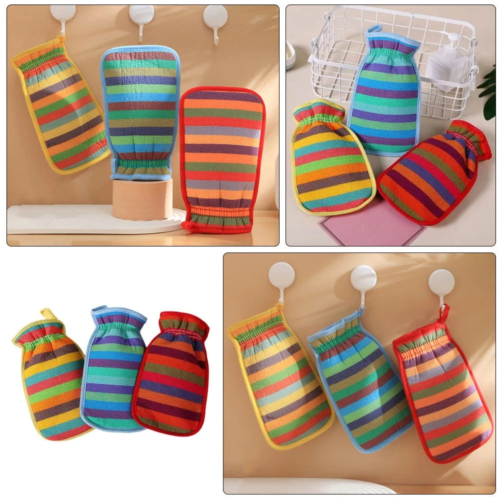 3 Pcs Bath Towel Gloves Back Brush for Shower Men Mitts Washcloths