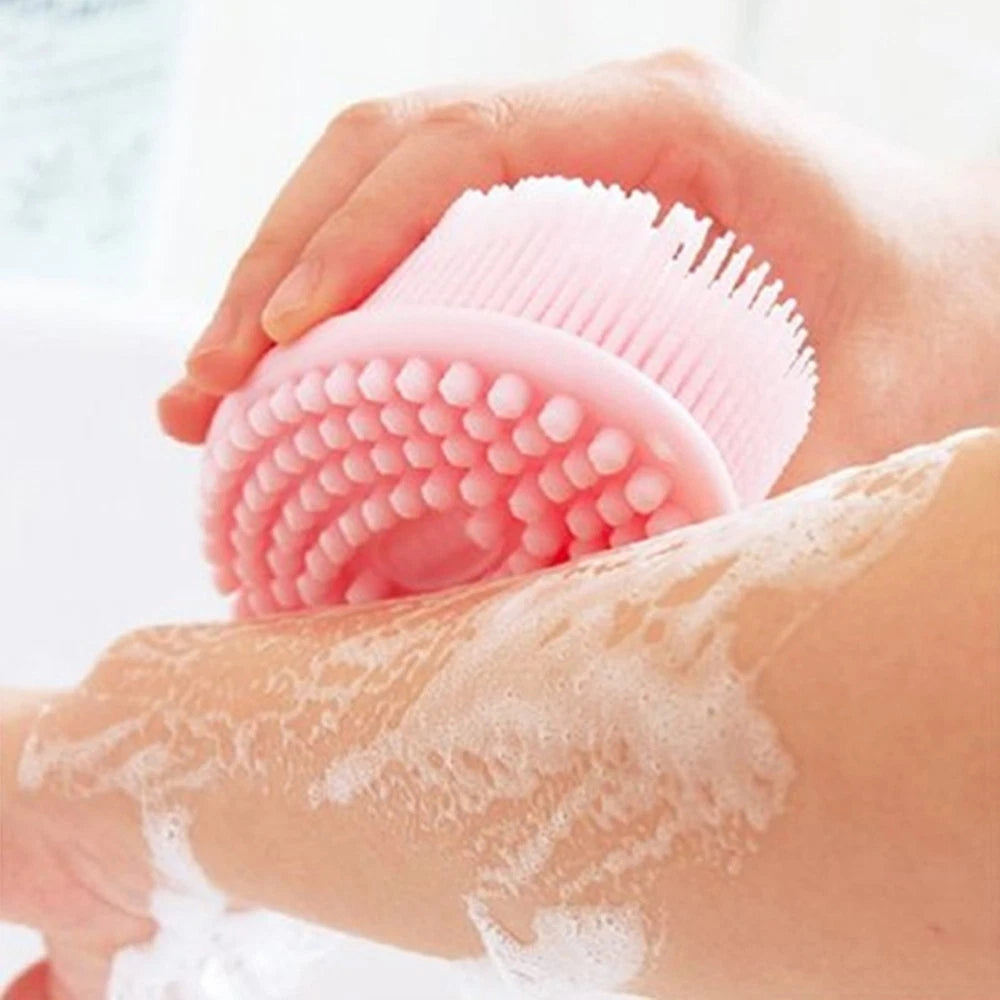 2 Pcs Massage Shampoo Brush Elder Silicone Bathing Shower Scrubber