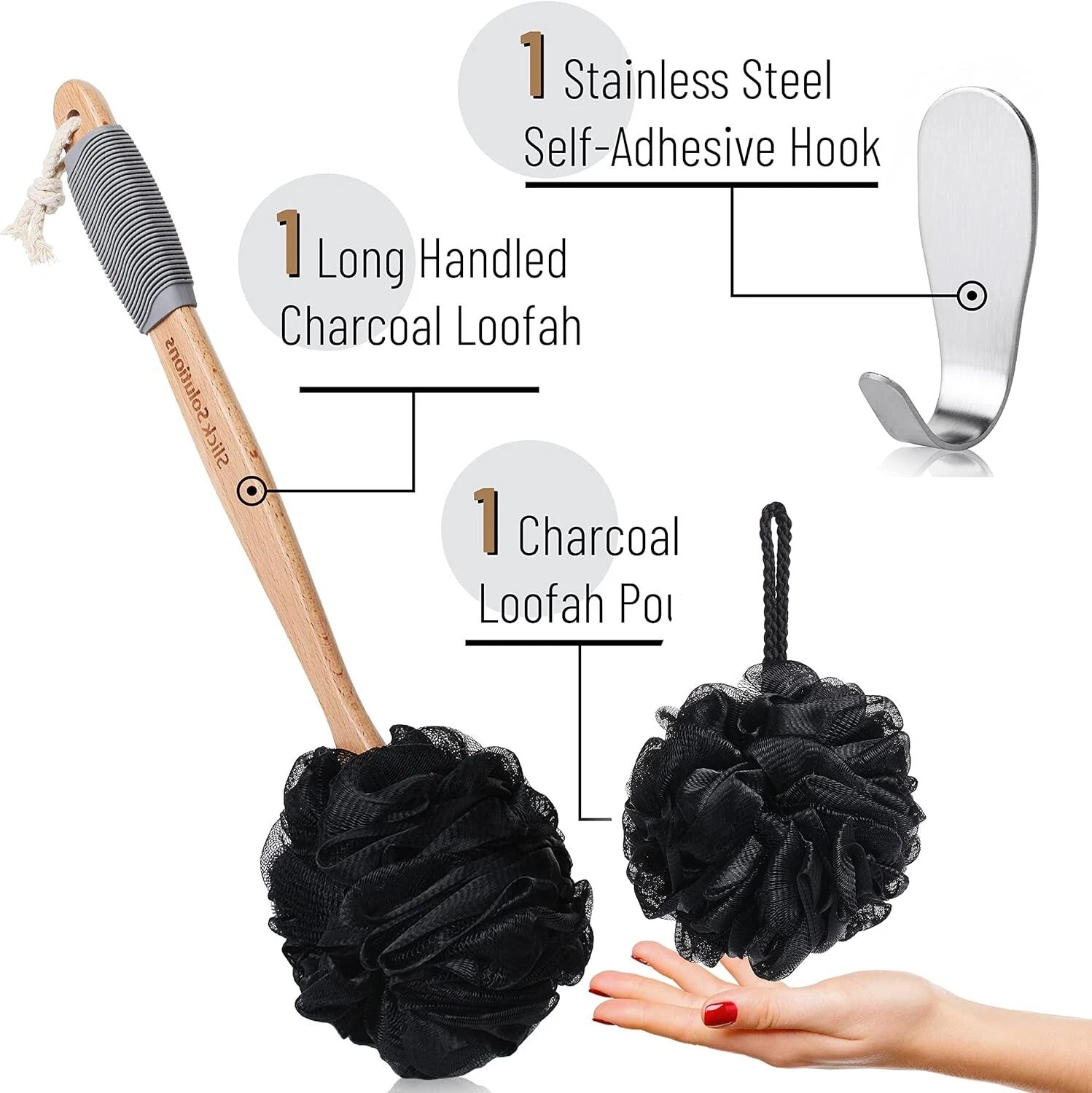 Loofah with Handle Loofah Back Scrubber Back  Loofah Brush on A Stick NEW