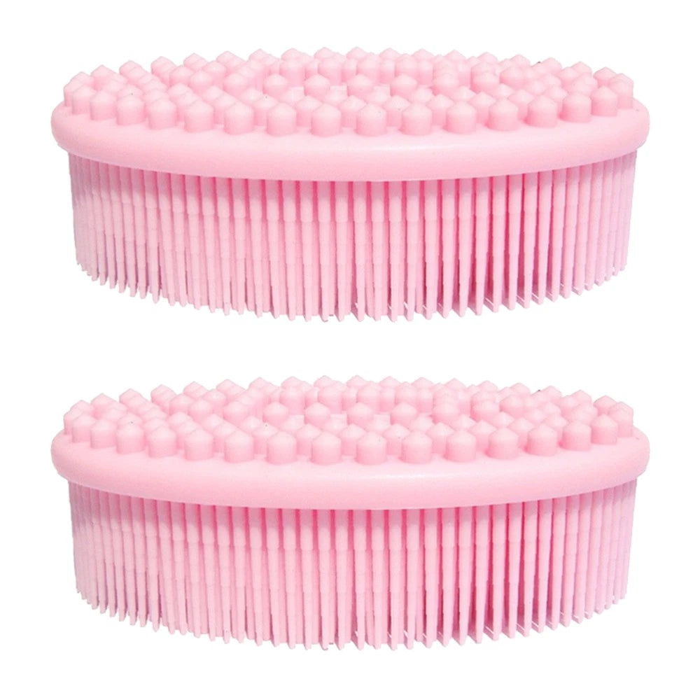2 Pcs Massage Shampoo Brush Elder Silicone Bathing Shower Scrubber