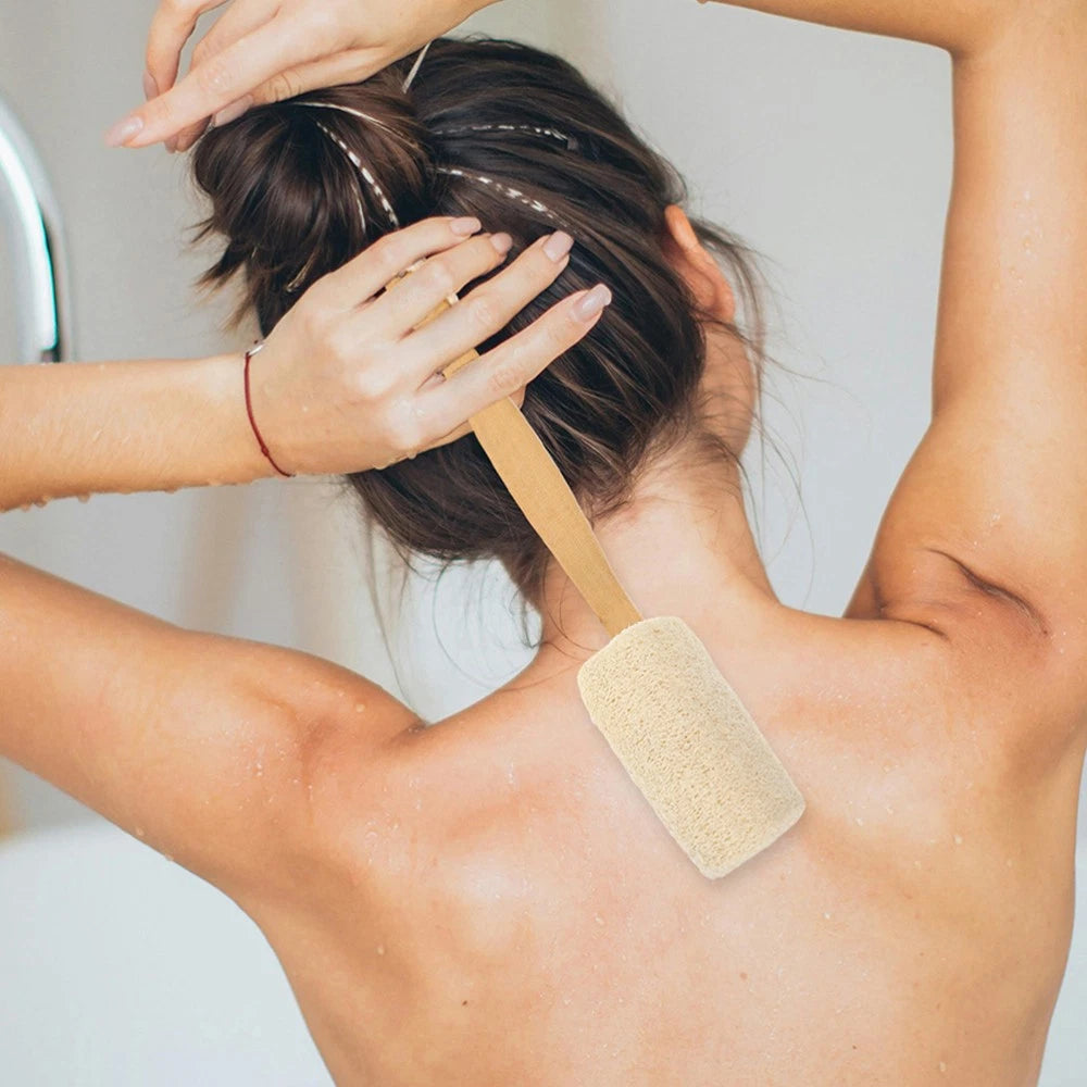 2 Pcs Loofah Shower Brush Body Cleaning Sponge Bath Back Scrubber