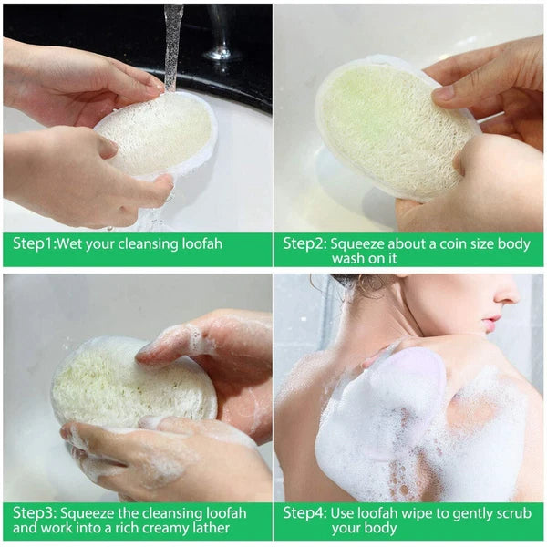 1/2/5X Biodegradable Shower Brushes Natural Loofah Exfoliating Sponge for Bath/