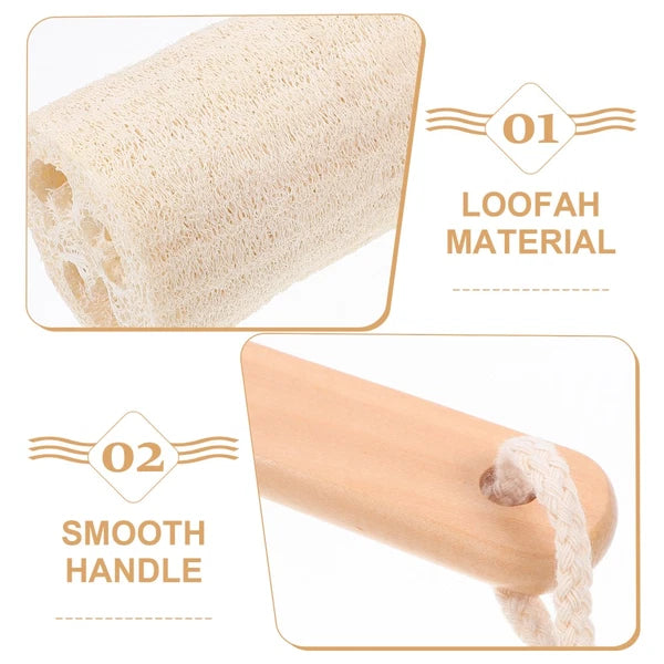 Natural Loofah Bath Scrubber Brush with Long Handle for Easy Cleaning
