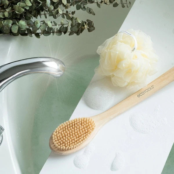 Bath Bristle Brush Long Handle Exfoliating Body Brush Vegan Cruelty-Free New