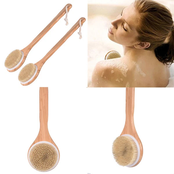 US 1 Natural Bristle Wooden Bath Shower Brush Spa Back Body Dry Skin Scrubber