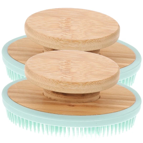 2pcs Silicone Bathing Long Teeth Body Cleaning Brush Mild Body Scrubber Brush