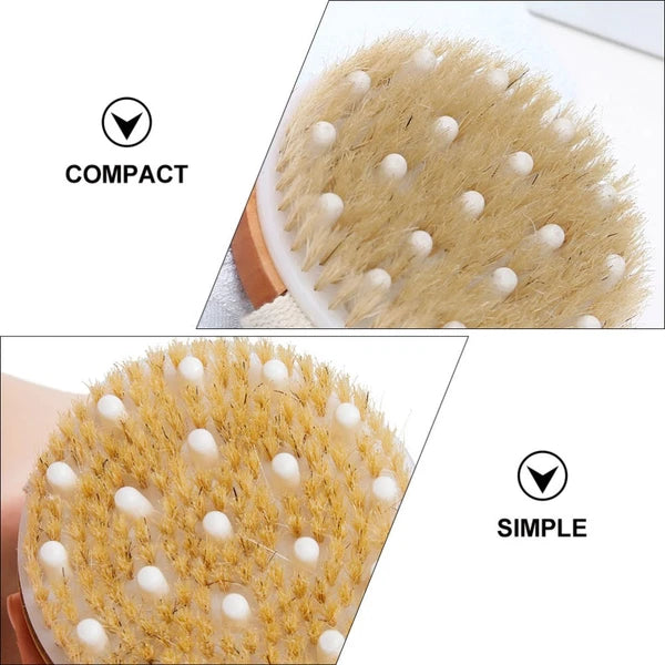 1PC Fine Wood Bath Brush Exfoliating Massage Brush (Khaki) No Handle Brush