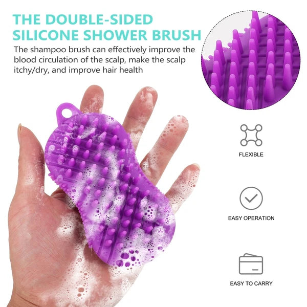 2 Pcs Silicone Bath Brush Scrubber for Body Baby Hair-washing Adults