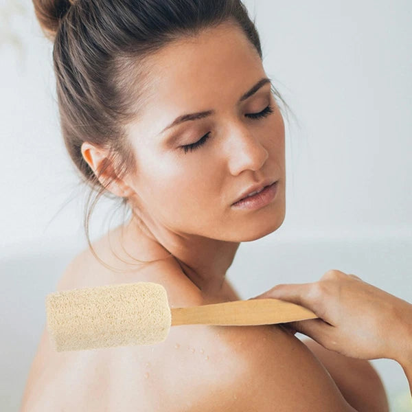 2 Pcs Loofah Shower Brush Body Cleaning Sponge Bath Back Scrubber