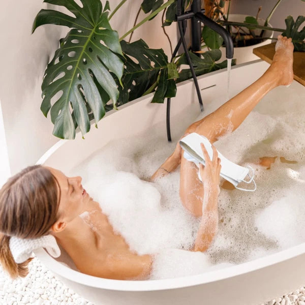 2 Pcs Body Exfoliator Bubble Bath Towel Back Washing Strap Scrubber Belt