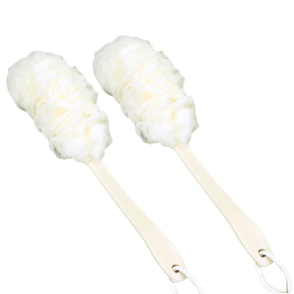 2 Pcs Rub The Back Bath Flowers Scrubber with Handle Shower Puff Body Brush