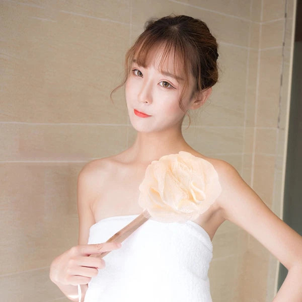 Bath Exfoliating Sponge Brush Long Handle Mesh Loofah Back Scrubber