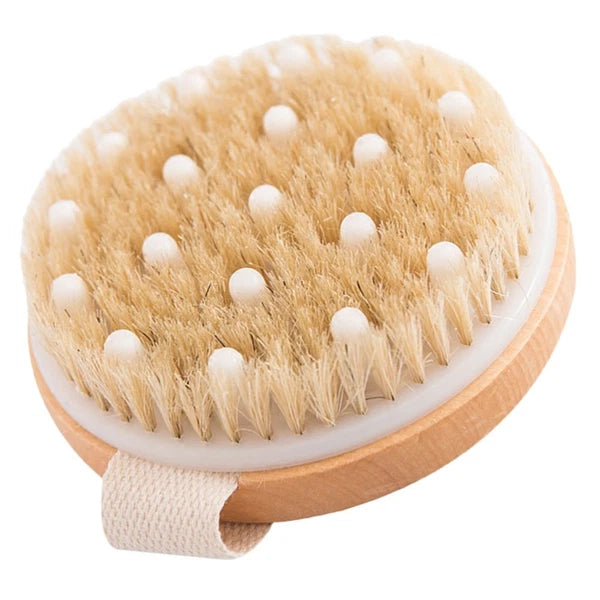1PC Fine Wood Bath Brush Exfoliating Massage Brush (Khaki) No Handle Brush