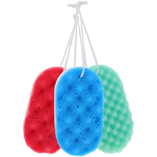 3 Pcs Bath Shower Double Sided Sponge Exfoliating Cleaning Body Scrubber