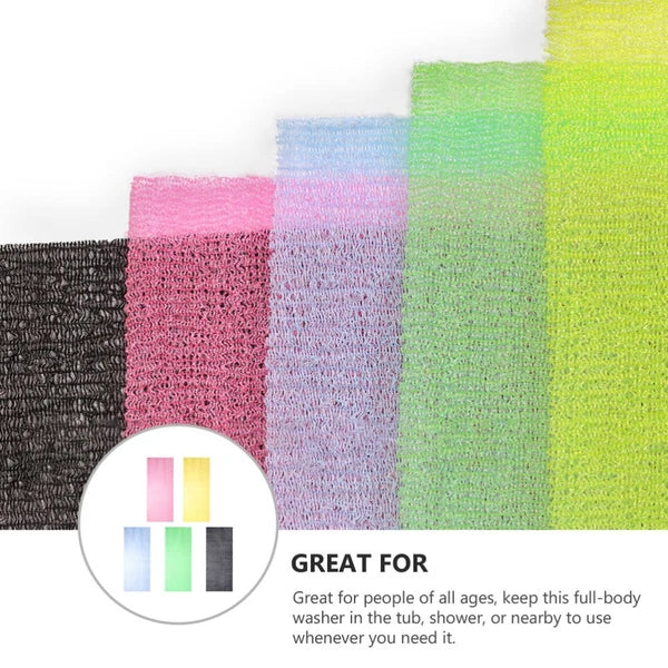 5Pcs Bathing Back Scrubber Body Washer Exfoliating Scrubber Brush Long Strap