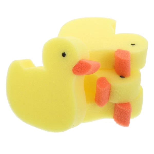 4 Pcs Little Yellow Duck Bath Brush Child Toddler Bathroom Sponges