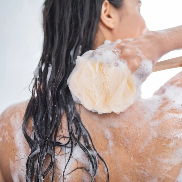 Bath Exfoliating Sponge Brush Long Handle Mesh Loofah Back Scrubber