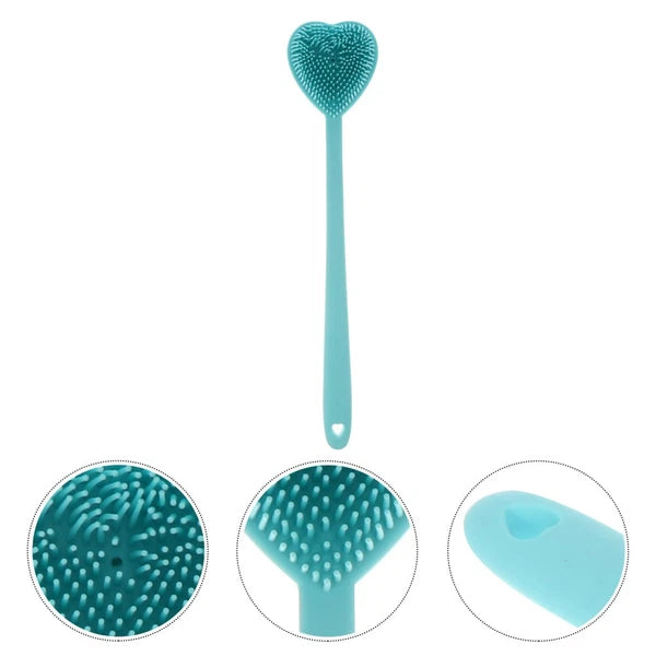 Heart-shaped Bath Brush Man Silicone Shower Scrubber Long Handle Bathing