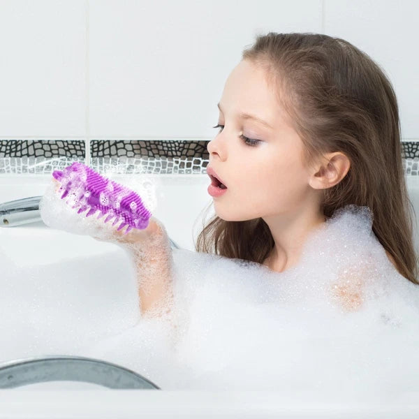2 Pcs Silicone Bath Brush Scrubber for Body Baby Hair-washing Adults