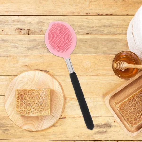 2 Pcs Long Handle Silicone Back Scrubber Body Bathing Brush Massage Shower Brush