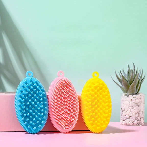 2 Pcs Bath Brush Body Exfoliator Man Newborn Cleaning Silicone Scrubber
